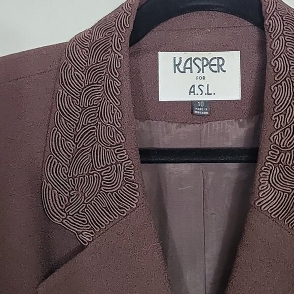 Vintage Kasper Women 100% Wool Jacket Coat Size 10/M Brown Button Up Old Money - Picture 5 of 14